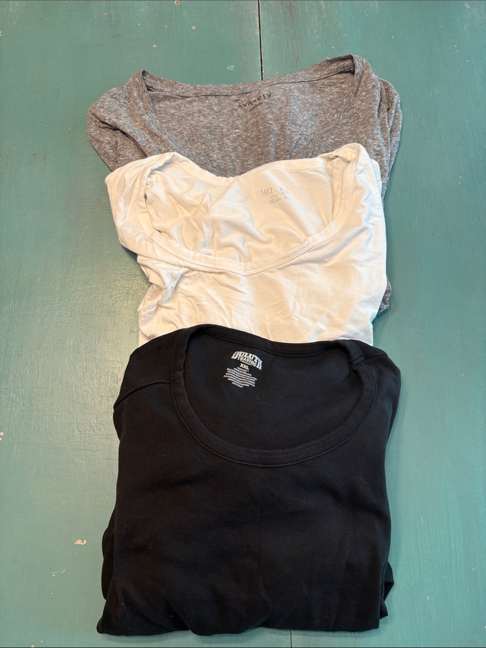 Ava & Viv Short Sleeve Tee Trio in Black, White, Gray
